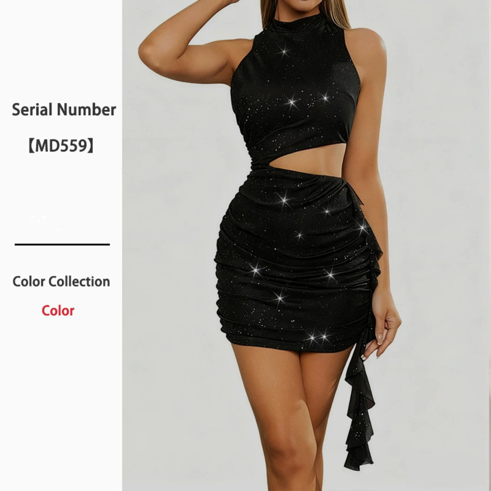 Sexy Sequin Bodycon Crop Top Backless Mini Dress Summer